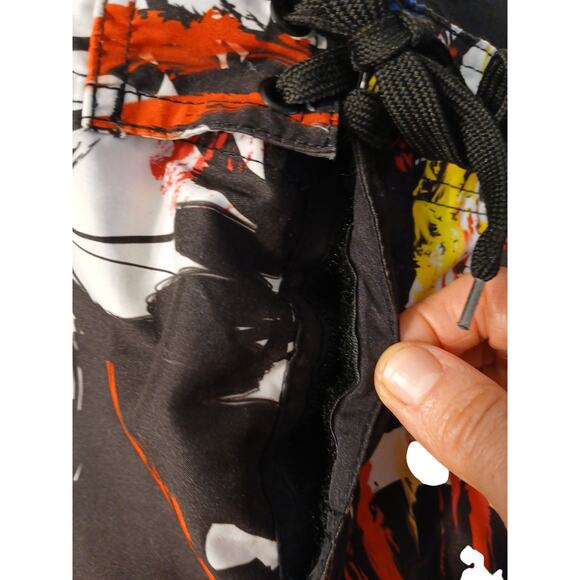 Waimea Board Shorts Mens Sz 36 Black Graffiti Paint Color Splash Art Swim Trunks - Picture 3 of 15
